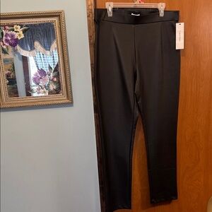 Calvin Klein Black Faux Leather Leggings